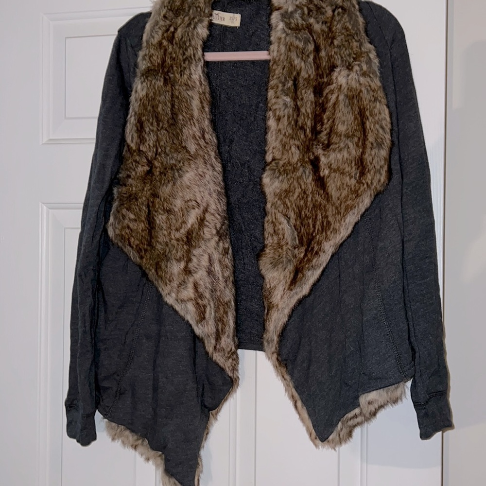 Hollister faux fur cardigan